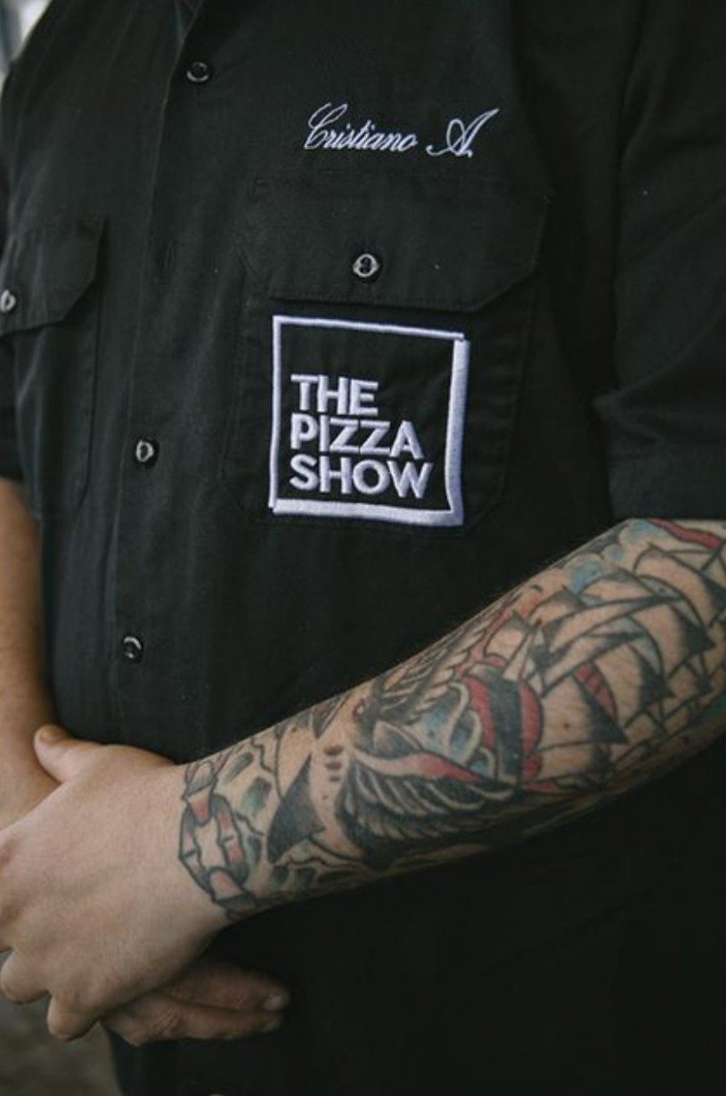 Embroidered chef shirt with The Pizza Show patch